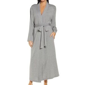 PAPINELLE Grey Full-Length Wrap Robe with V-Neck